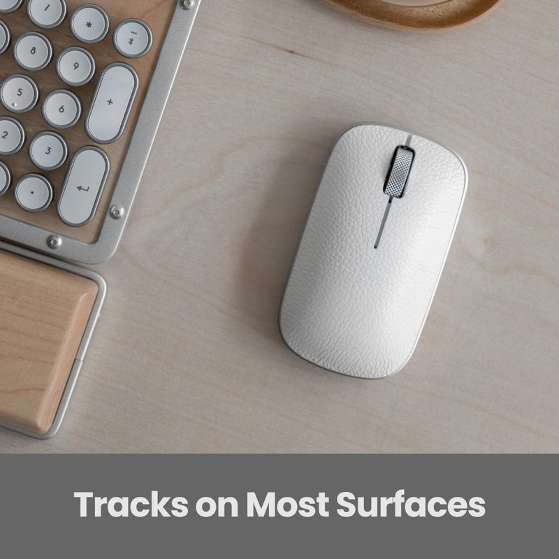 Azio Retro Classic Bluetooth Mouse (Maple) - Wireless, Genuine Leather Topped with Pixart Precision Tracker - Image 4